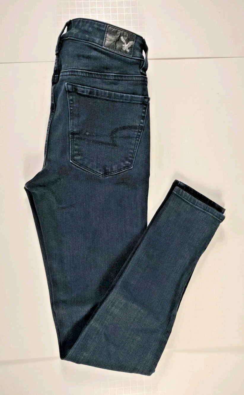 AMERICAN EAGLE OUTFITTERS-Women's-Hi-Rise Jegging Stretch Denim Black Jeans-Sz 6